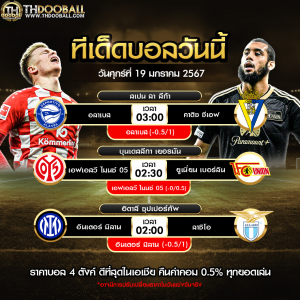 ทีเด็ดบอลต่อ19-01-67