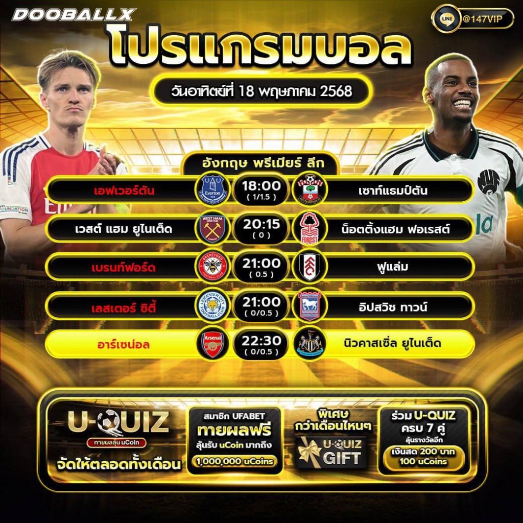 โปรแกรมบอลวันที่ 18-05-68