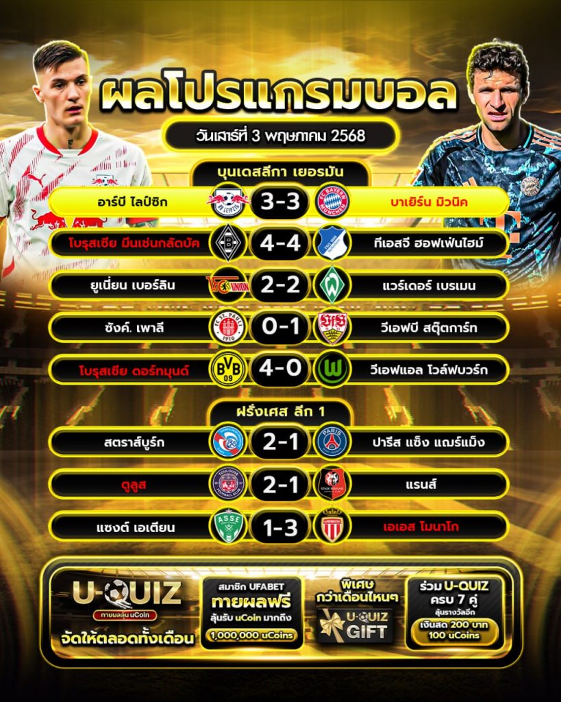 ผลฟุตบอลวันที่ 03-05-68