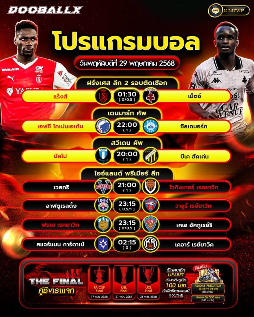 โปรแกรมบอลวันที่ 29-05-68