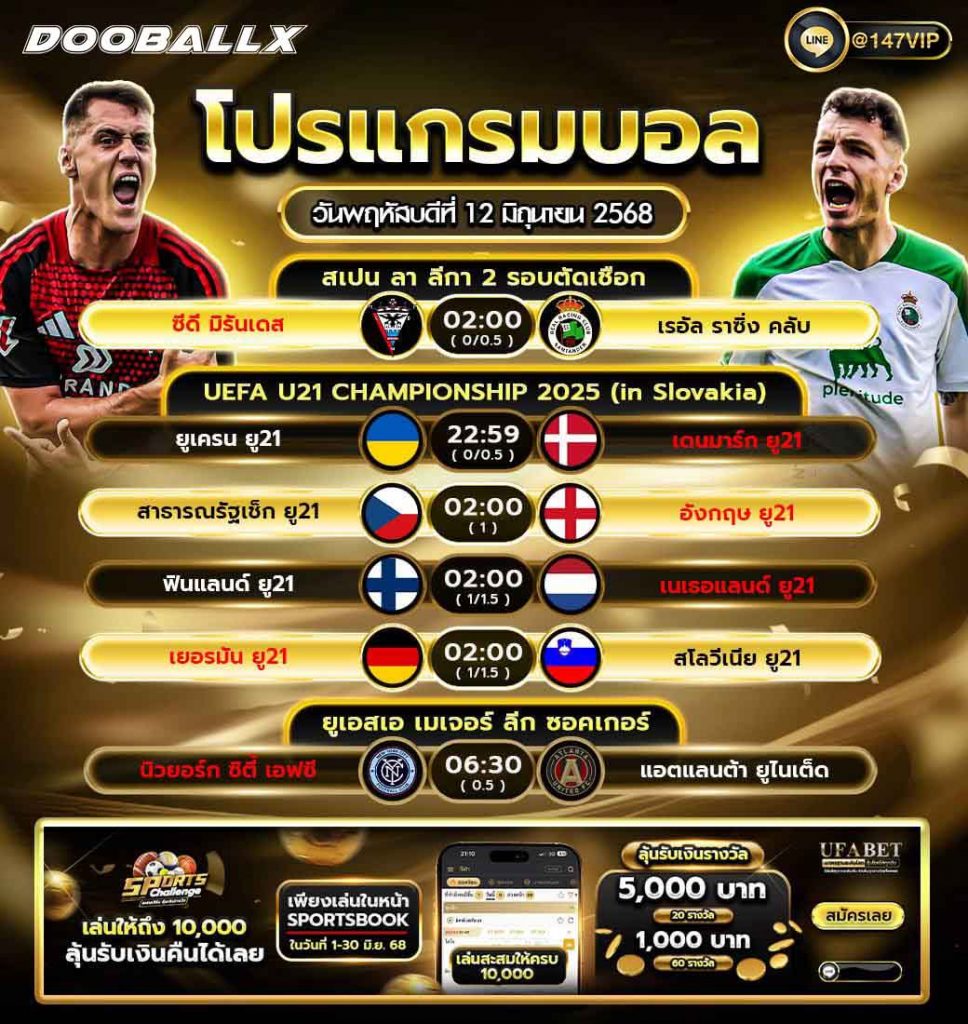 โปรแกรมบอลวันที่ 12-06-68