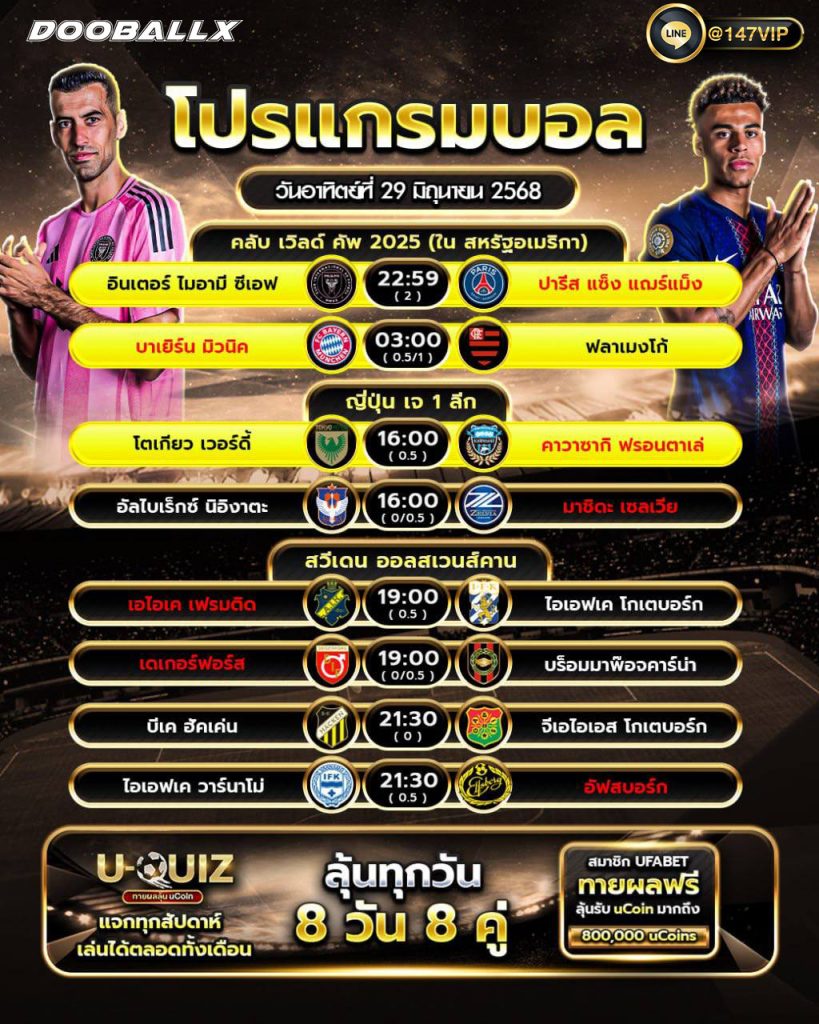 โปรแกรมบอลวันที่ 29-06-68