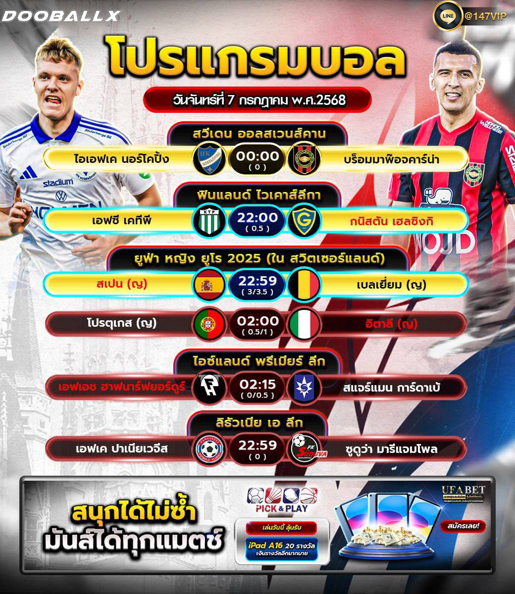 โปรแกรมบอล07-07-68